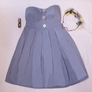 Dusty blue short strapless dress